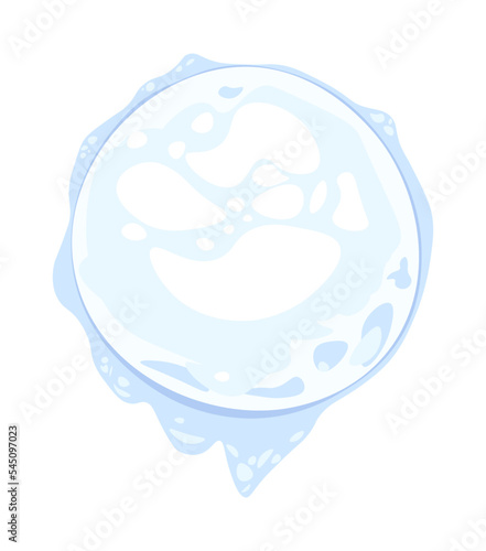 Isolated melted snowball. Clipart for winter decoration