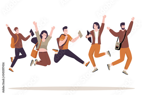 Modern collection of happy college students. Illustrations for websites, landing pages, mobile apps, posters and banners. Trendy flat vector illustration