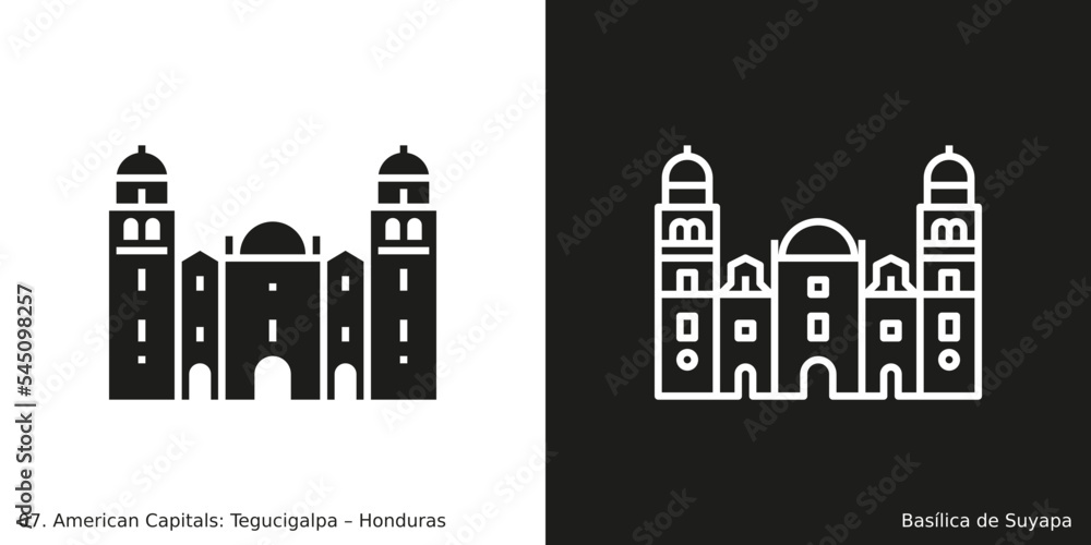 Basílica de Suyapa Icon. Landmark building of Tegucigalpa, the capital city of Honduras