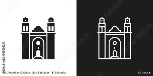 Cathedral Icon. Landmark building of San Salvador, the capital city of  El Salvador photo
