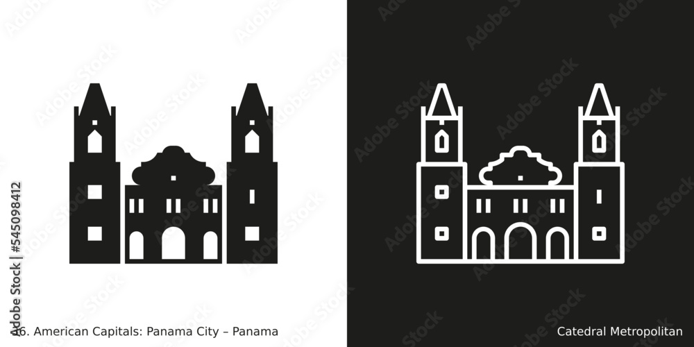 Cathedral Metropolitan Icon. Landmark building of Panama City, the capital of Panama