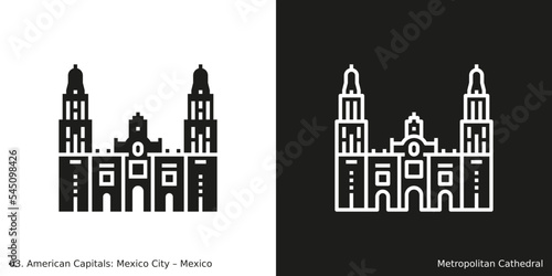 Metropolitan Cathedral Icon. Landmark building of Mexico City, the capital of Mexico
