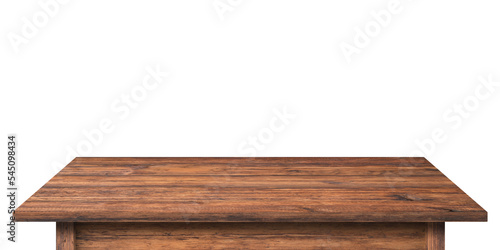 rustic tabletop isolated on white background. wooden table with empty space