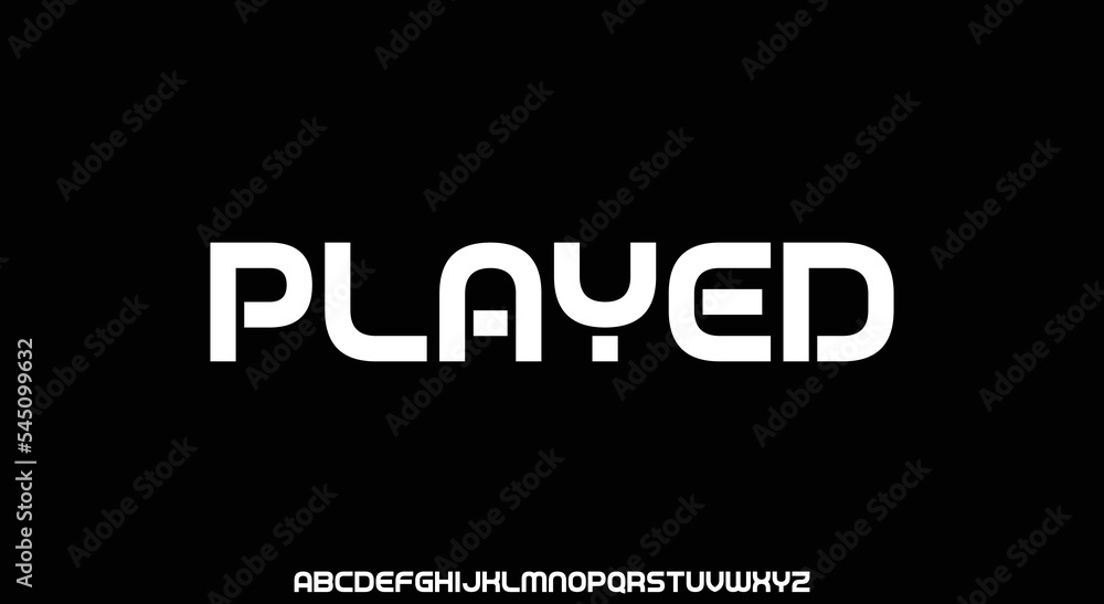 PLAYED Abstract Modern Alphabet Font. Typography urban style fonts for technology, digital, movie logo design. vector illustration