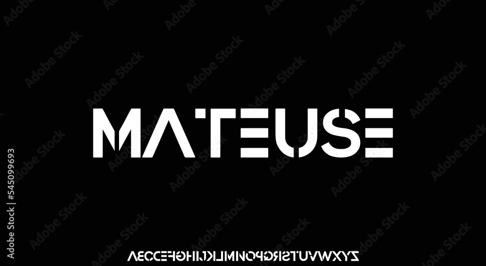 MATEUSE Abstract Modern Alphabet Font. Typography urban style fonts for technology, digital, movie logo design. vector illustration
