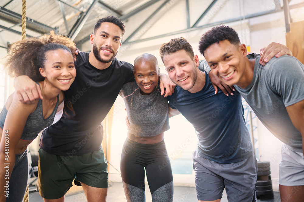Premium Photo  Fitness smile and portrait of friends in gym for teamwork  support and workout motivation coaching and health with people training in  sports center for cardio endurance and wellness challenge