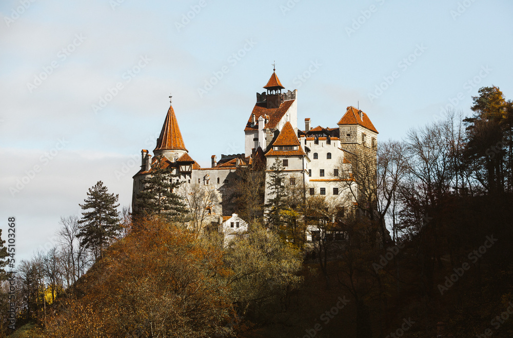 Bran Castle in Transylvania, one of the most famous medieval castles in the world. Bram Stoker used the fortress for the novel Dracula and Bran Castle as his residence.