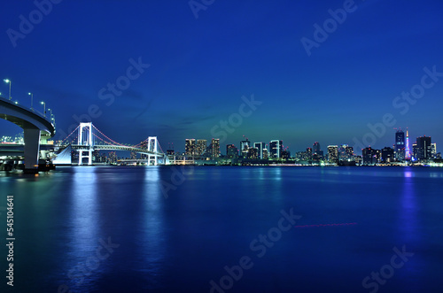 お台場有明北緑道公園のブルーアワーの夜景