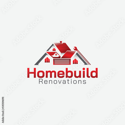 home decor and renovation and garage repair logo bearing concepts regarding to handyman services and real estate property