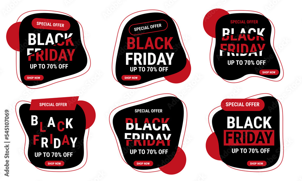 Abstract vector black friday sale label tag set. For template design, list, page, brochure mockup, banner, idea, cover, booklet, print, flyer, book, blank, card, ad, sign, poster, badge.Eps10 Vector