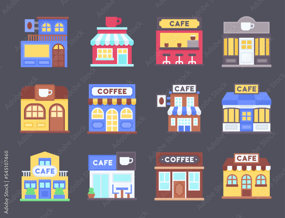 Coffee shop flat icon set 2, vector illustration