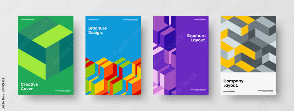 Modern mosaic pattern company identity concept set. Amazing corporate brochure A4 vector design layout collection.