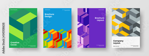Modern mosaic pattern company identity concept set. Amazing corporate brochure A4 vector design layout collection.
