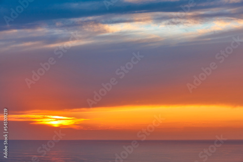 Sunset at mediterranean sea. Idyllic seascape in Balearic islands  Spain