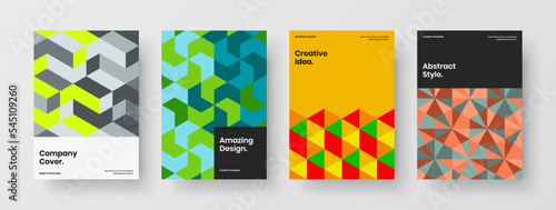 Simple company identity vector design layout composition. Fresh geometric hexagons corporate cover template bundle.