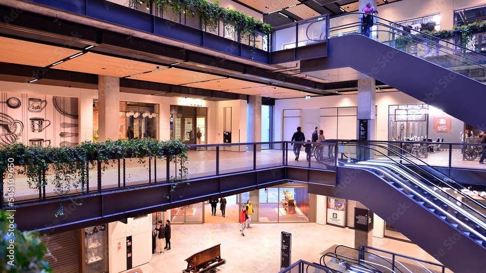 Fototapeta premium The interior of a revitalized modern shopping mall