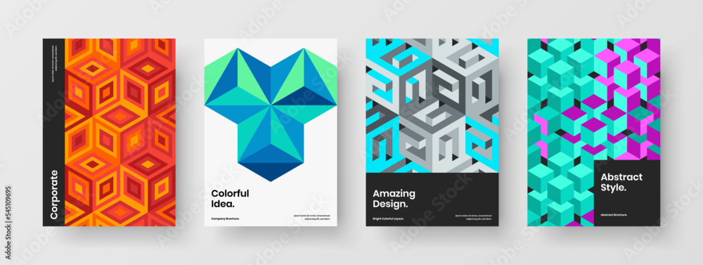 Vivid geometric pattern company cover illustration bundle. Fresh ...