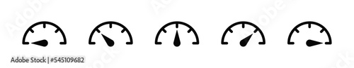 Speedometer simple icon set. Indicator concept