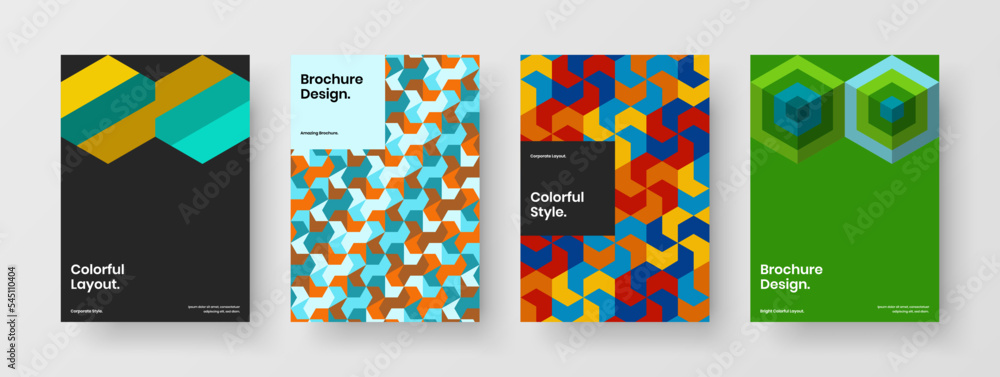 Premium mosaic pattern leaflet illustration collection. Trendy company identity vector design concept set. Premium mosaic pattern leaflet illustration collection. Trendy company identity vector design concept set.