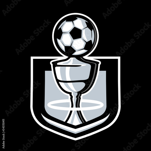 Soccer tournament with trophy badge logo