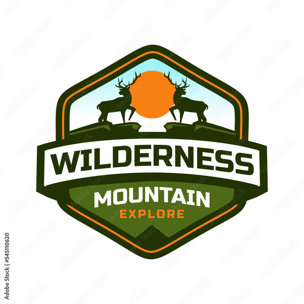 mountain and deer outdoor adventures logo