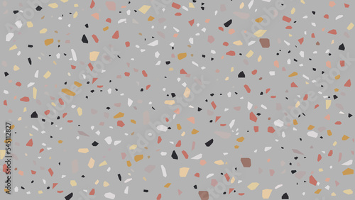 Three colors Cement Terrazzo for Designer Concrete Flooring Vector Seamless Pattern Texture on Grey Background 12