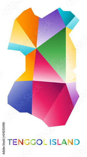 Bright colored Tenggol Island shape. Multicolor geometric style island logo. Modern trendy design. Beautiful vector illustration. photo