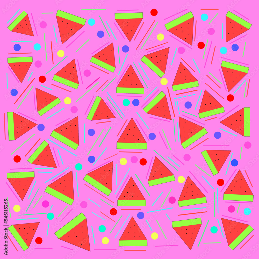 Watermelon Seamless Pattern Background. Vector illustration