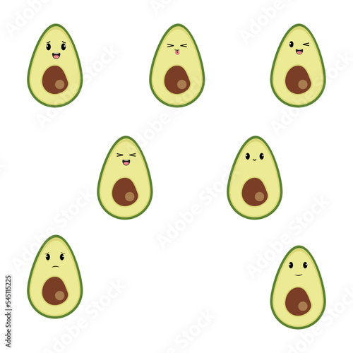 avocado kawaii icons