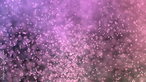 3D rendering of mass of colorful dust particles with bokeh on black background
