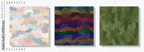 Seamless patterns. Background of many dots in the style of stipplism. Uniform filling. Vector template