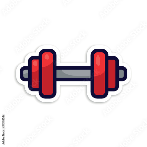 dumbbell, editable cartoon style sticker vector