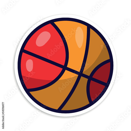 basket ball, editable cartoon style sticker vector