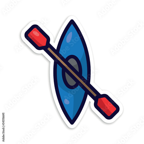 canoe race, editable cartoon style sticker vector