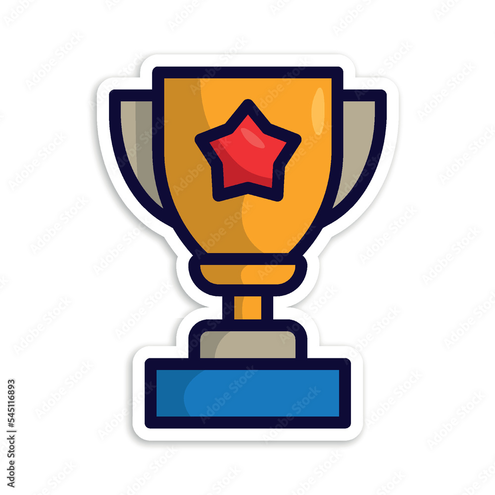 trophy, editable cartoon style sticker vector trophy, editable cartoon style sticker vector
