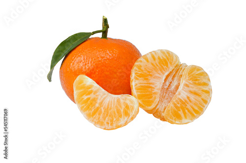 A group of Fresh mandarin orange isolated on transparent with PNG. photo