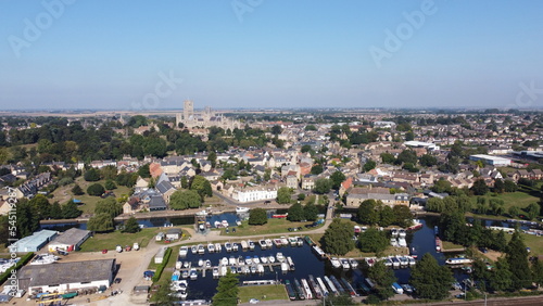 Fototapeta Naklejka Na Ścianę i Meble -  Ely cathedral city Cambridgeshire, England, Aerial view