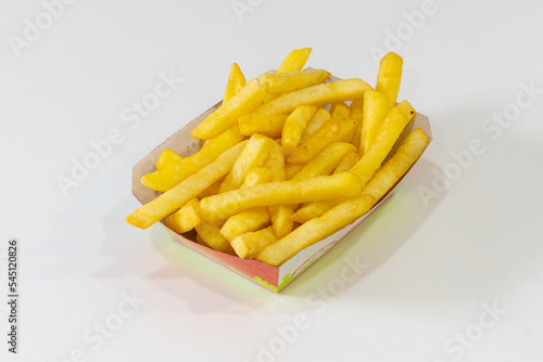 Kebab restaurant chef  traditional Turkish and Arabic food  French fries on a white background