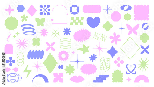 Set of Y2K, 90s, 00s trendy vector elements