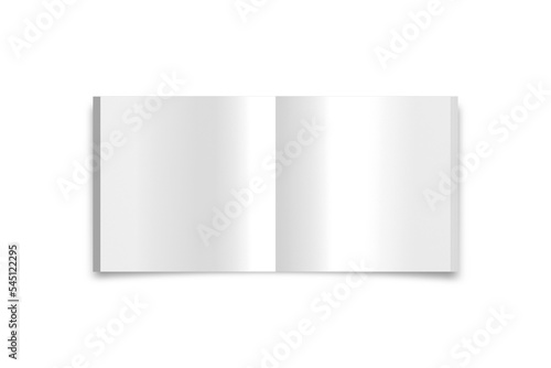 Blank empty open and closed white brochure mockup isolated on white background. 3d rendering.