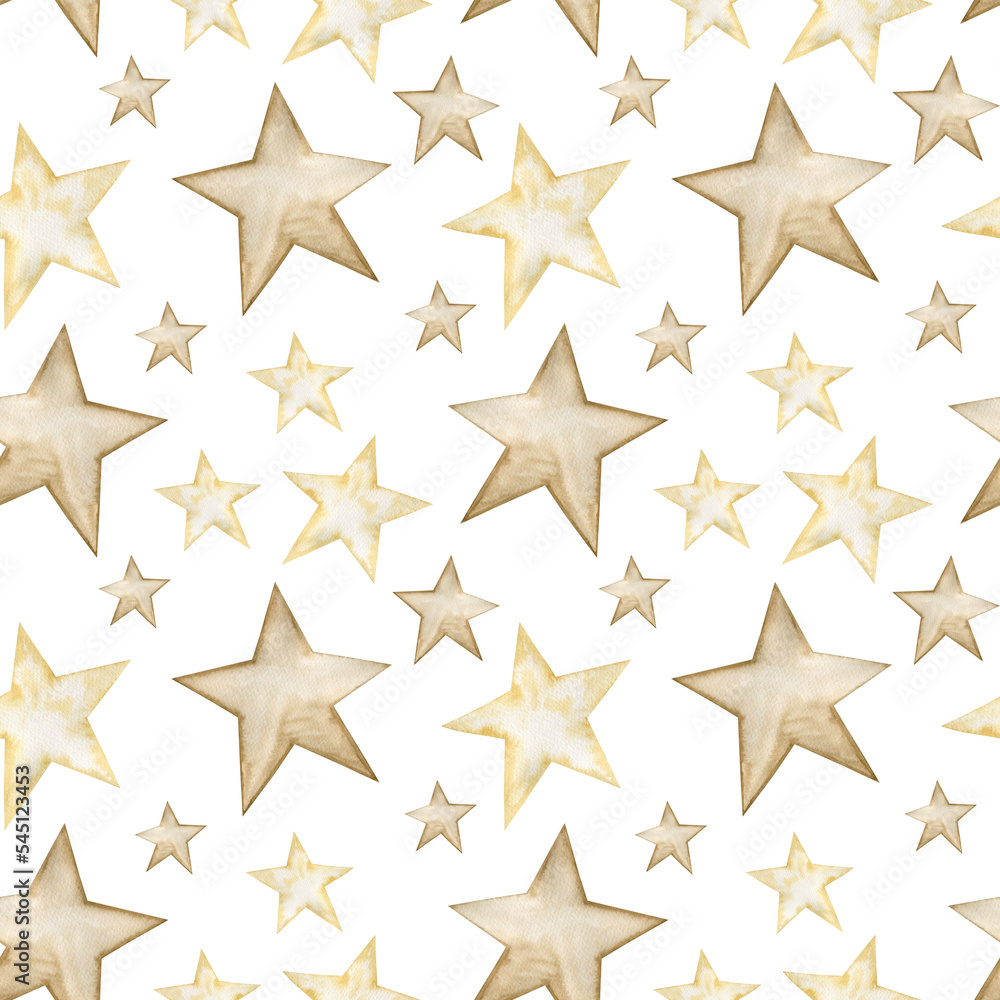 Watercolor seamless pattern star merry christmas, new year. Watercolor seamless pattern star merry christmas, new year.