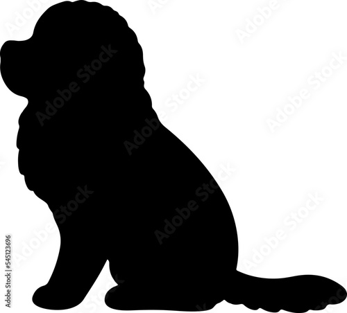 Simple and adorable Newfoundland dog Silhouette sitting in side view