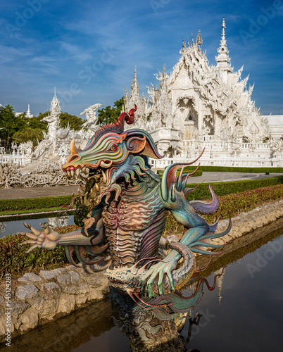 The White Temple, aka Wat Rong Khun, in Chiang Mai, Thailand is a privately-owned living art gallery. © mindstorm