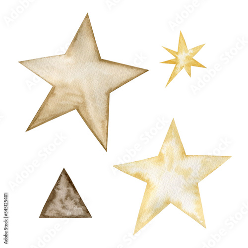Watercolor illustration of a star isolated on a white background.