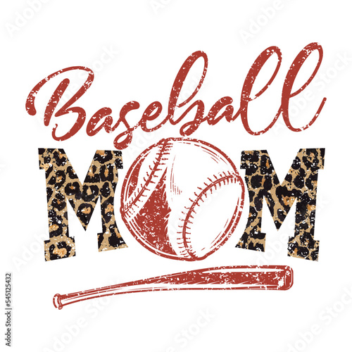 Baseball mom with leopard print with base ball and base bat with vintage look vector illustration good for t -shirt Tee Print, Apparel and Clothing
