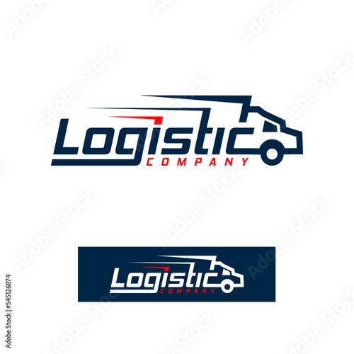 logistic truck trailer logo design template express transportation
