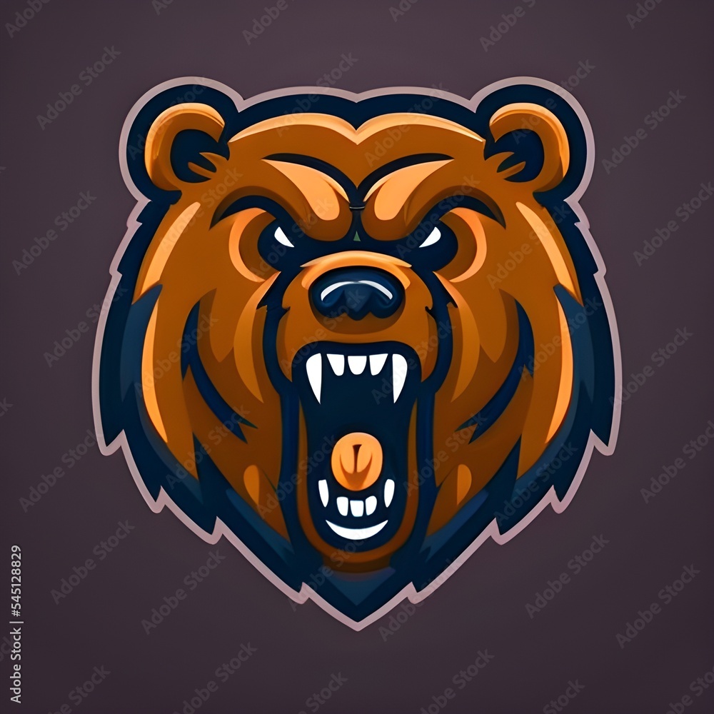 Savage and powerful bear face. Suitable for logo, mascot etc. 