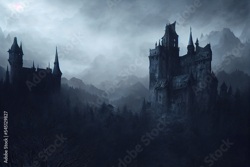 middle ages  medieval  castle  vampire  dark aesthetics  landscape  art illustration