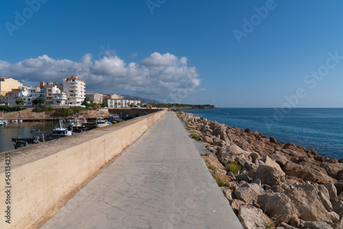 Harbour wall L'Ametlla de Mar Tarragona Spain Costa Dorada north of L`ampolla Mediterranean sea