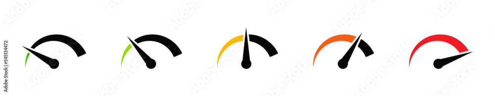 Speedometer simple icon set. Indicator concept Speedometer simple icon set. Indicator concept